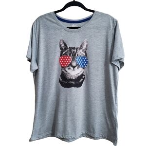Ways to celebrate! 4th Of July T Shirt Cat American flag 2X